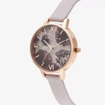 Olivia Burton Damenuhr Sparkle Bee OB16SP15 - 34 mm Edelstahlgehäuse, graues Lederarmband, weiß/silbernes Zifferblatt