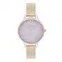 Olivia Burton Damenuhr Sparkle Bee OB16SP16 - 34mm Silbernes Zifferblatt Graues Lederarmband