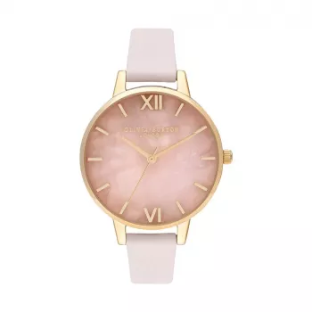 Olivia Burton Damenuhr Sparkle Bee OB16SP20 - 34mm graues Sunray-Zifferblatt, graues Lederarmband