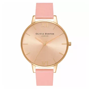 Olivia Burton Damenuhr OB14BD31 38mm Roségoldfarbenes Edelstahlgehäuse Nude-Lederarmband