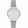 OLIVIA BURTON Damenuhr OB16AM163 - 30mm Edelstahlgehäuse, weißes Zifferblatt, graues Lederarmband