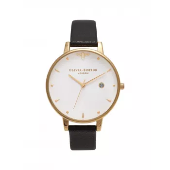 Olivia Burton Damenuhr OB16AM86 38mm Roségold plattiertes Edelstahlgehäuse graues Lederarmband