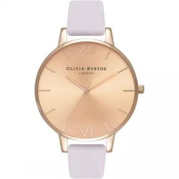 Olivia Burton Damenuhr OB16BD110 38mm Roségold Edelstahlgehäuse Graues Lederarmband