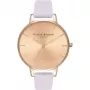 Olivia Burton Damenuhr OB16BD110 38mm Roségold Edelstahlgehäuse Graues Lederarmband