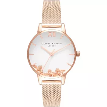 Olivia Burton Damenuhr OB16CH01 30mm Edelstahl Leder Grau