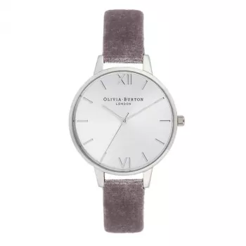 OLIVIA BURTON Damenuhr OB16DE04 34 mm Roségold Edelstahlgehäuse graues Lederarmband Quarz Analog