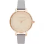 Olivia Burton Damenuhr OB16GD45 34 mm Graues Glitzer-Zifferblatt Roségold plattiertes Edelstahl-Lederarmband