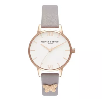 Olivia Burton Damenuhr OB16MDW39 30mm Edelstahl Leder Grau