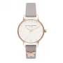 Olivia Burton Damenuhr OB16MDW39 30mm Edelstahl Leder Grau