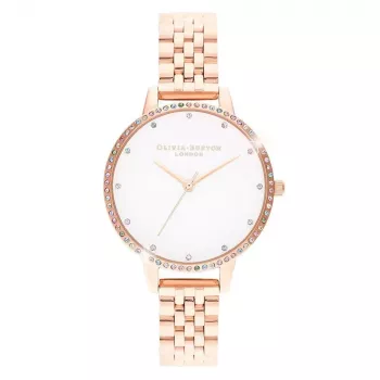 OLIVIA BURTON Damenuhr OB16RB21 34mm Roségold Edelstahl Graues Leder