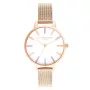 Olivia Burton Damenuhr OB16RB24 34mm Silber Edelstahl Weißes Zifferblatt Regenbogen Biene Graues Leder