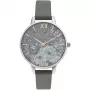 OLIVIA BURTON Damenuhr OB16TZ05 34 mm Quarz Analog Edelstahlgehäuse Graues Zifferblatt Minkgraues Lederarmband