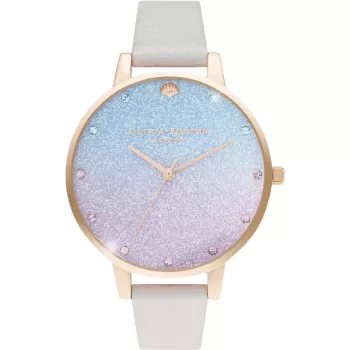 OLIVIA BURTON Damenuhr OB16US47 38 mm Roségold Graues Leder