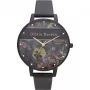 OLIVIA BURTON Damenuhr OB16VS05 38mm Edelstahlgehäuse Weißes Zifferblatt Graues Lederarmband