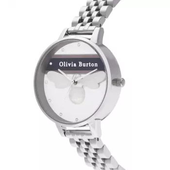 Olivia Burton Damenuhr OB16VS07 (34 mm) - Roségoldfarbenes Edelstahlgehäuse, graues Lederarmband