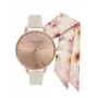 Olivia Burton Damenuhr OBGSET51 30mm Roségold Edelstahl & graues Leder