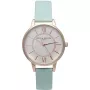 Olivia Burton Damenuhr Wishing Watch OB15WD47 - 34 mm Roségold-Edelstahlgehäuse, weißes Zifferblatt mit Bienen-Anhänger, graues Lederarmband