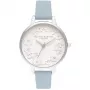 OLIVIA BURTON Damenuhr Wishing Watch OB16AR04 - 34mm Edelstahlgehäuse, graues Lederarmband, weiß/silbernes Zifferblatt mit Himmelsmotiv