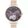 Olivia Burton Damenuhr Wishing Watch OB16WG22 - 38mm Roségold & graues Leder