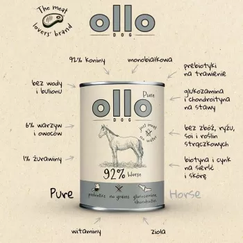 OLLO Pure Horse Mono Nassfutter für Hunde 850g