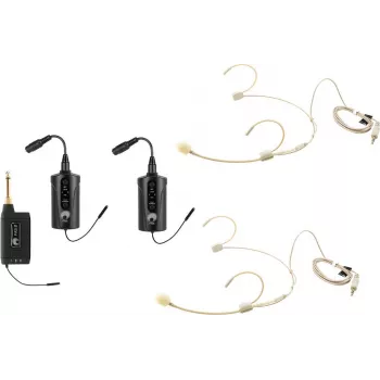 OMNITRONIC Set FAS TWO Dual-Kanal UHF-Funkmikrofon-System mit 2 Taschensendern und Headset-Mikrofonen (660-690 MHz) 20000971