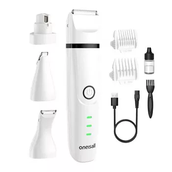 ONEISALL Pet Trimmer 4 in 1 mit Vakuumabsaugung - Pflegeset für Hunde und Katzen