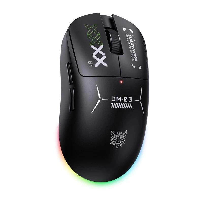 ONIKUMA DM03 RGB Gaming-Maus – Kabelgebundene optische Maus mit 6400 DPI, 7 programmierbaren Tasten, ergonomisches Design für Rechtshänder, Schwarz