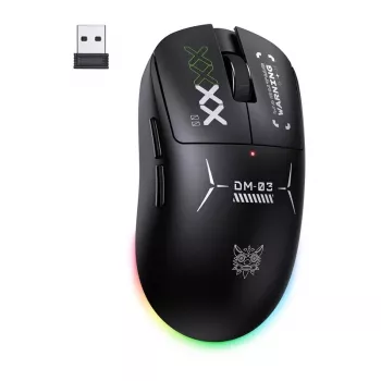 ONIKUMA DM03 RGB Gaming-Maus – Kabelgebundene optische Maus mit 6400 DPI, 7 programmierbaren Tasten, ergonomisches Design für Rechtshänder, Schwarz