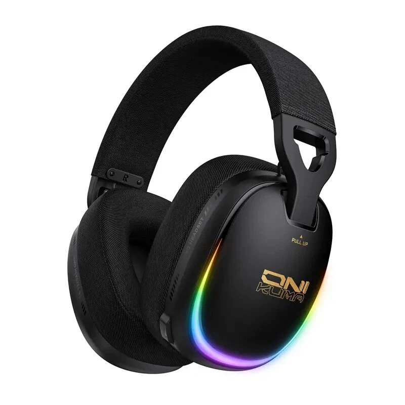 ONIKUMA GT805 Kabelgebundenes Gaming-Headset mit RGB-LED, 50-mm-Treibern, flexiblem Mikrofon (Schwarz)