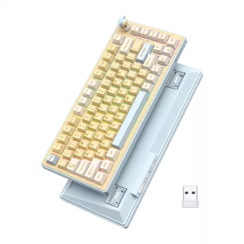 ONIKUMA MT707 Gaming-Tastatur (Gelb) - Mechanisch, Outemu Blue Switches, RGB-Hintergrundbeleuchtung, Vollformat, Kabelgebunden USB