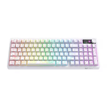 ONIKUMA MT902 Gaming-Tastatur (Weiß) - Mechanisch, Outemu Blue Switches, RGB-Hintergrundbeleuchtung, Vollformat, Kabelgebunden USB