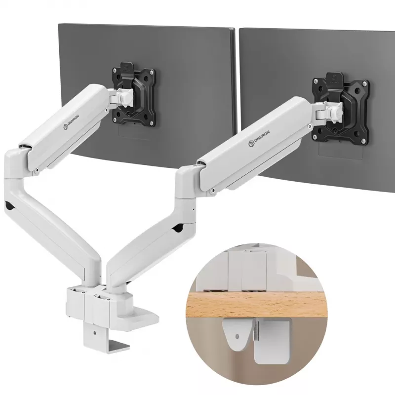 ONKRON G160-BW Einzel-Monitor-Tischhalterung für 13-32 Zoll Bildschirme, Weiß/Schwarz