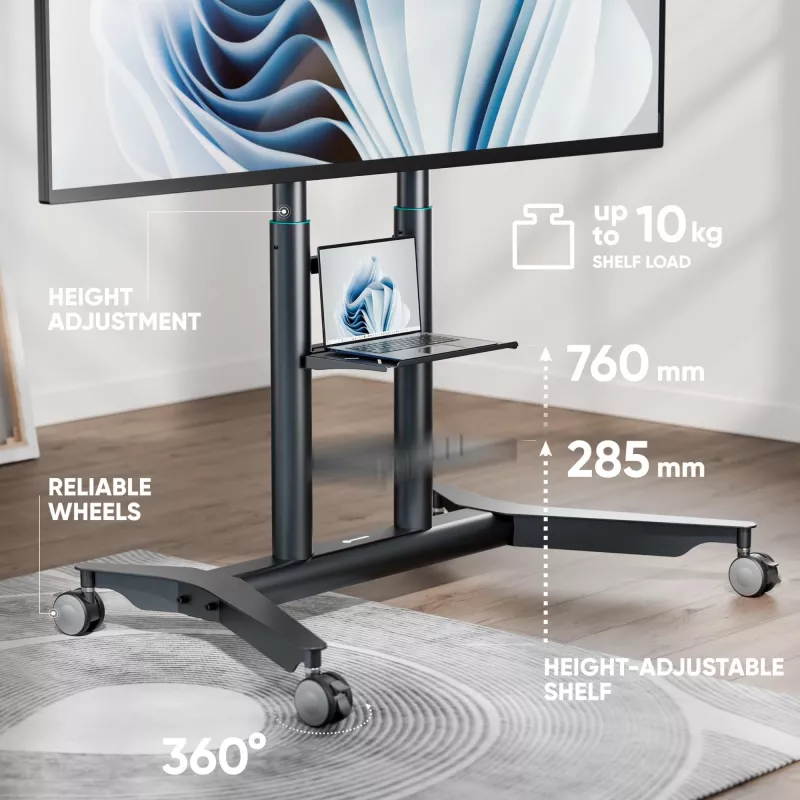 ONKRON TS1871-G Mobiler TV-Ständer 55-90 Zoll, Graphit
