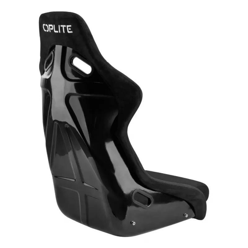 OPLITE 103862 Sim Racing Sitz GT Schalensitz mit Kohlenstoffstahlrahmen - Schwarz mit roten Nähten