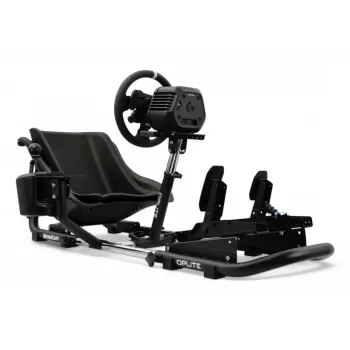 Oplite 104317 NitroKart V2 Racing Cockpit – Schwarzes Stahl-Sim-Racing-Rig mit verstellbarem Eimersitz