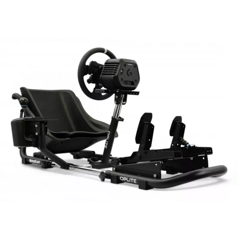 Oplite 104317 NitroKart V2 Racing Cockpit – Schwarzes Stahl-Sim-Racing-Rig mit verstellbarem Eimersitz