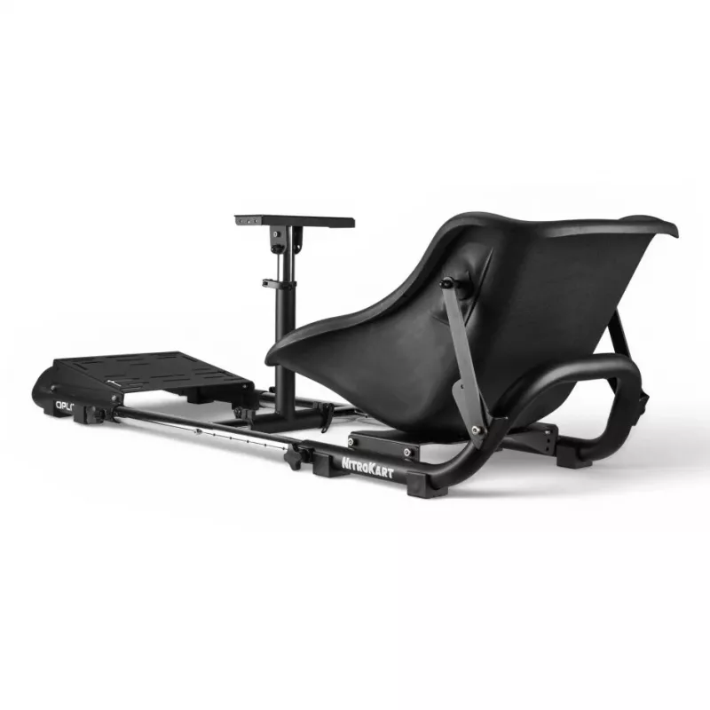 Oplite 104317 NitroKart V2 Racing Cockpit – Schwarzes Stahl-Sim-Racing-Rig mit verstellbarem Eimersitz
