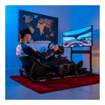 Oplite Nitrokart Monitor Stand V2 Schwarz - Einzelmonitor-Bodenständer für Flug- und Rennsimulatoren, bis 49 inch, VESA 75x75 bis 200x200, höhenverstellbar 700-1000mm, Neigung/Schwenk/Rotation, Stahl