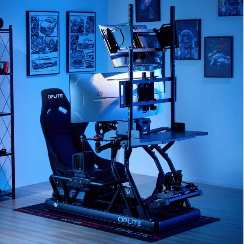 OPLite R8/S8 Cockpit Tastatur- und Mausablage - Schwarzer Stahl, verstellbar, seitlich montiert