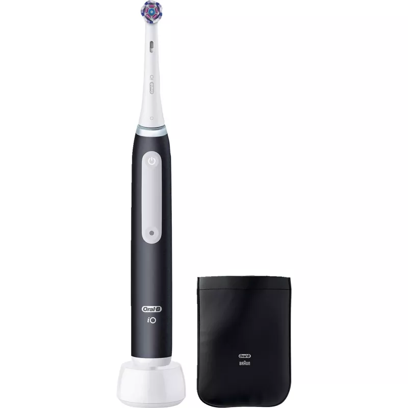 Oral-B iO White Clean Elektrische Zahnbürste, Schwarz/Weiß mit Reiseetui