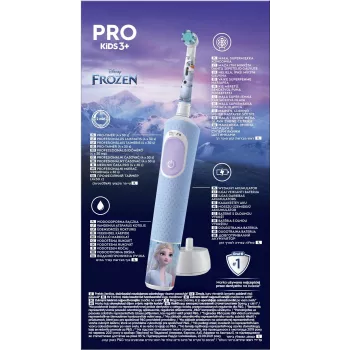 Oral-B Vitality PRO Kids Frozen Elektrische Zahnbürste für Kinder, wiederaufladbar, 2 Modi, 1 Bürstenkopf, Blau