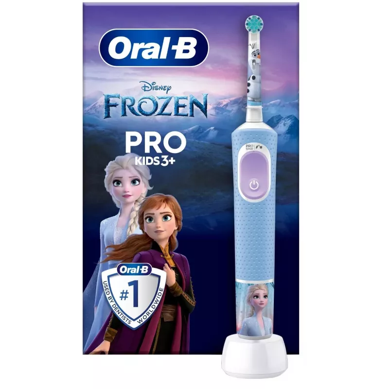 Oral-B Vitality PRO Kids Frozen Elektrische Zahnbürste für Kinder, wiederaufladbar, 2 Modi, 1 Bürstenkopf, Blau