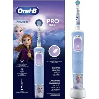 Oral-B Vitality PRO Kids Frozen Elektrische Zahnbürste für Kinder, wiederaufladbar, 2 Modi, 1 Bürstenkopf, Blau