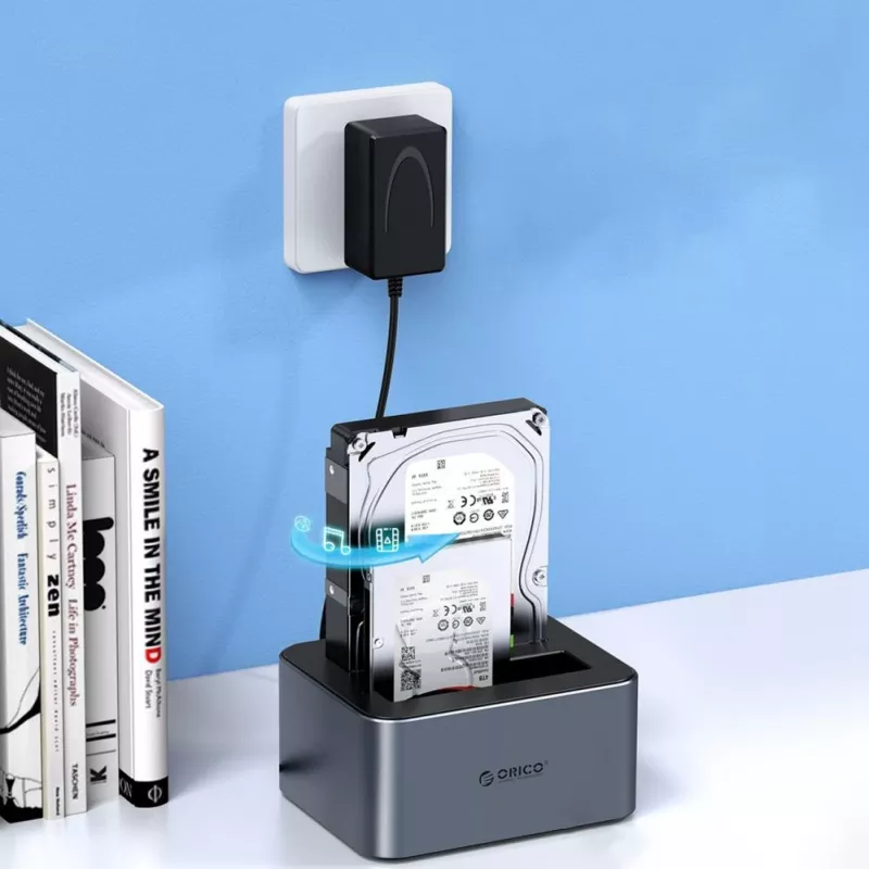 ORICO 6626C3-C-V1 2-Fach Docking Station mit Offline-Klonfunktion für 2,5 inch/3,5 inch SATA HDD/SSD - Grau