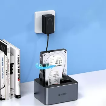 ORICO 6626C3-C-V1 2-Fach Docking Station mit Offline-Klonfunktion für 2,5 inch/3,5 inch SATA HDD/SSD - Grau