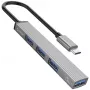 ORICO AH-13-GY-EP-HW USB-C Hub mit 5Gbps USB-A 3.0 und 3x USB-A 2.0, Aluminium, Silber