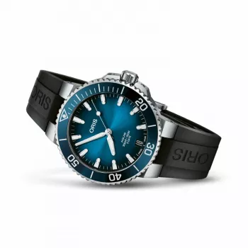 ORIS Herren Taucheruhr 41350742274FC 41,50mm Automatik Blaues Zifferblatt Blaues Kautschukband