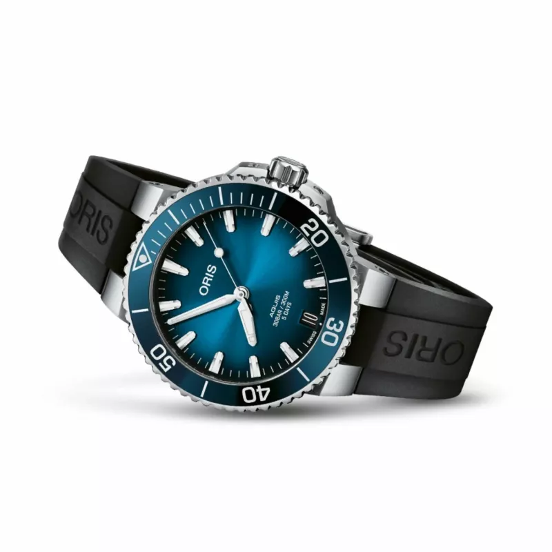ORIS Herren Taucheruhr 41350742274FC 41,50mm Automatik Blaues Zifferblatt Blaues Kautschukband