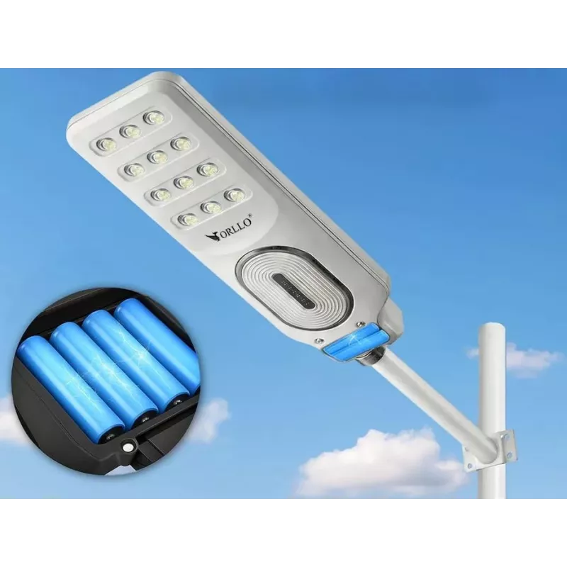 ORLLO 400W Solar LED-Straßenlaterne mit 28W Panel, Bewegungssensor & Fernbedienung, 2713LM, 6500K