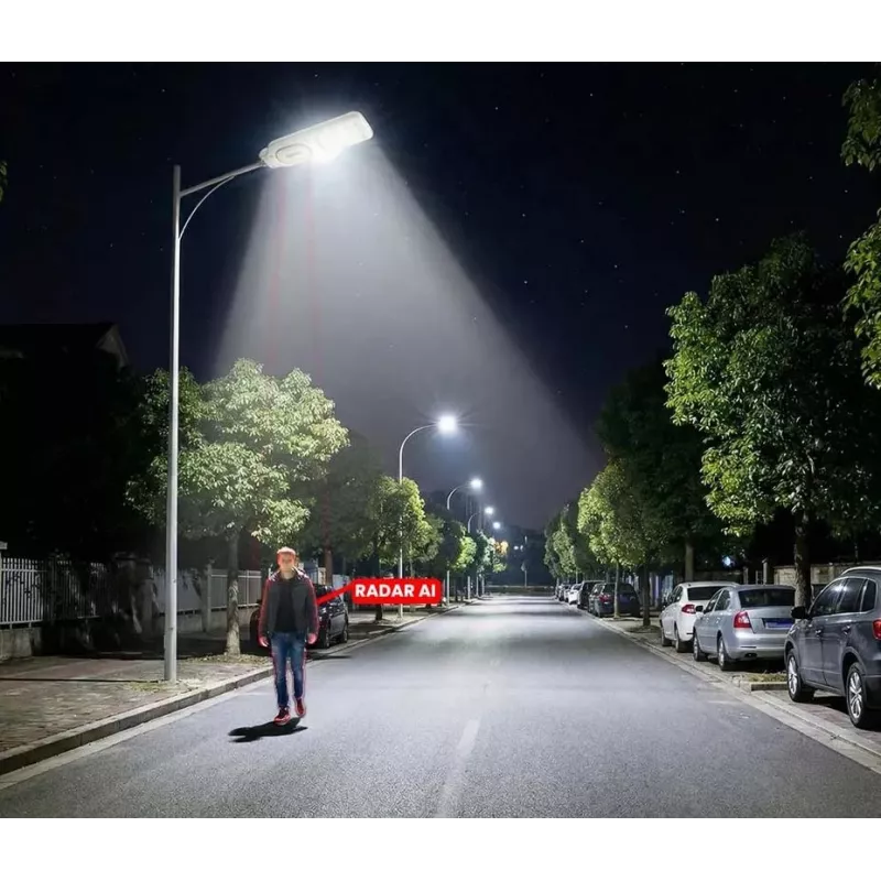 ORLLO 400W Solar LED-Straßenlaterne mit 28W Panel, Bewegungssensor & Fernbedienung, 2713LM, 6500K